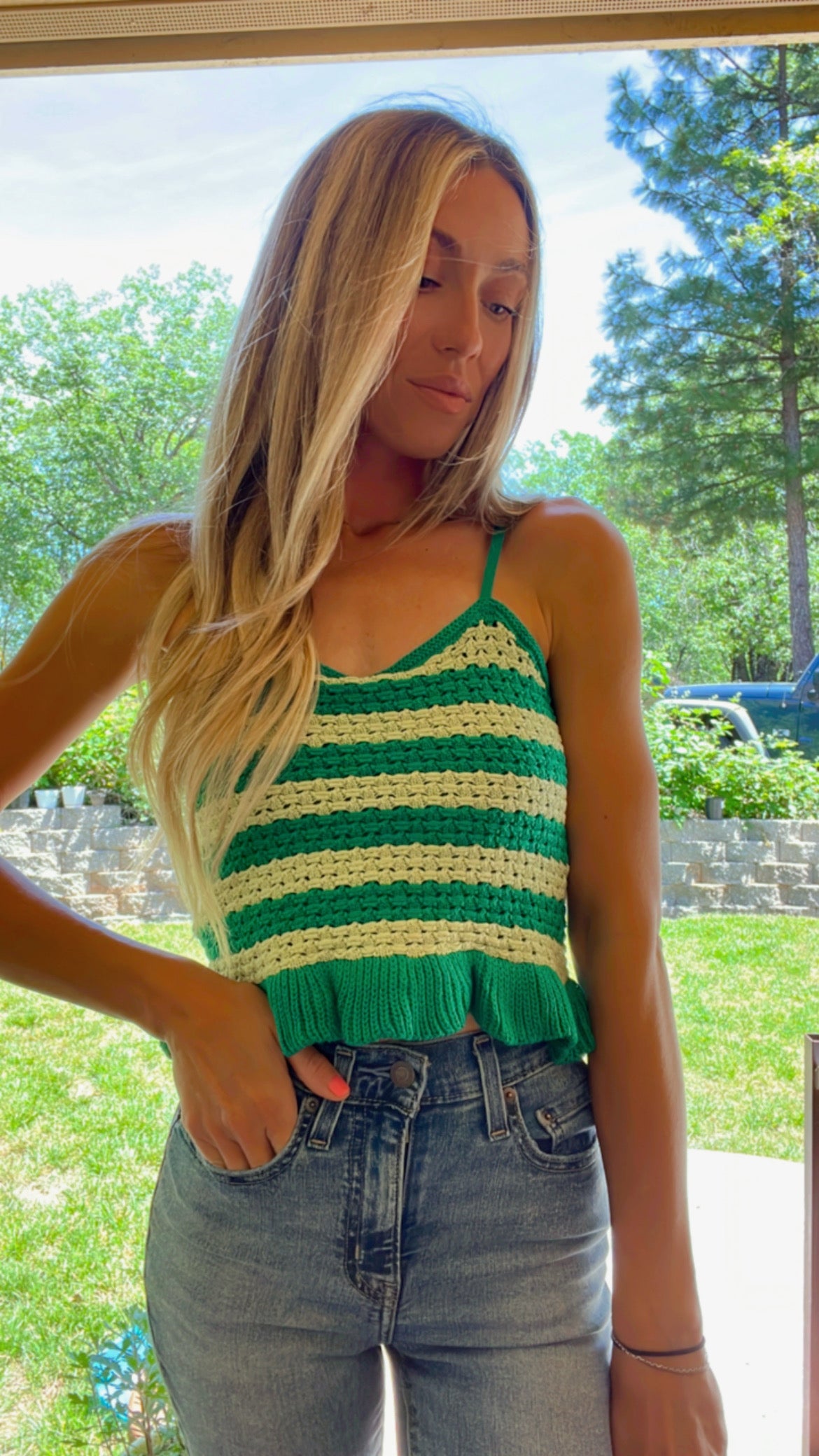 Stripe scoop neck cami