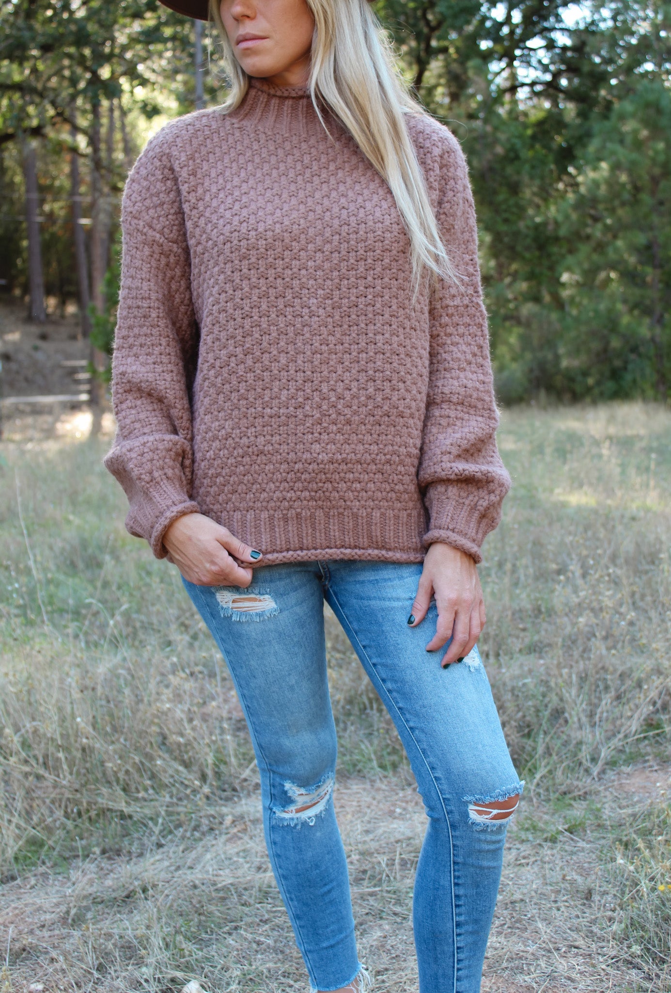 Chunky waffle pullover