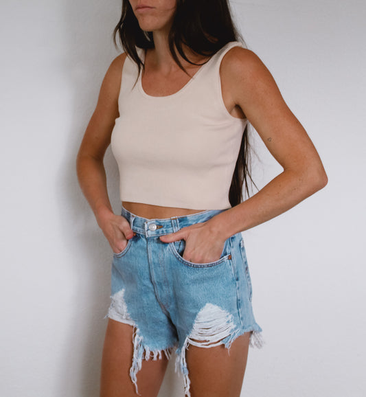 Knitted cream Crop top