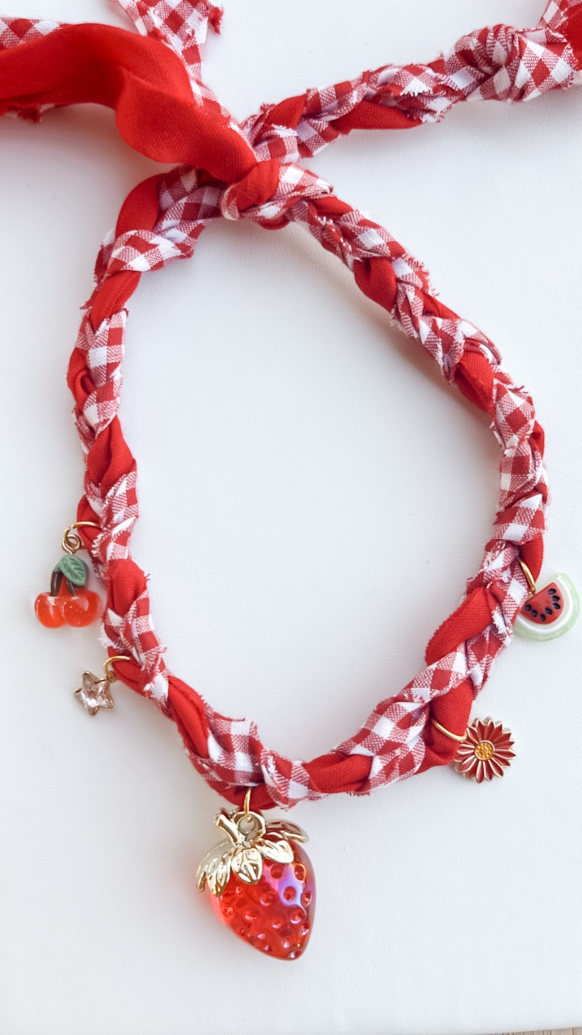 Strawberry shortcake bandana necklace