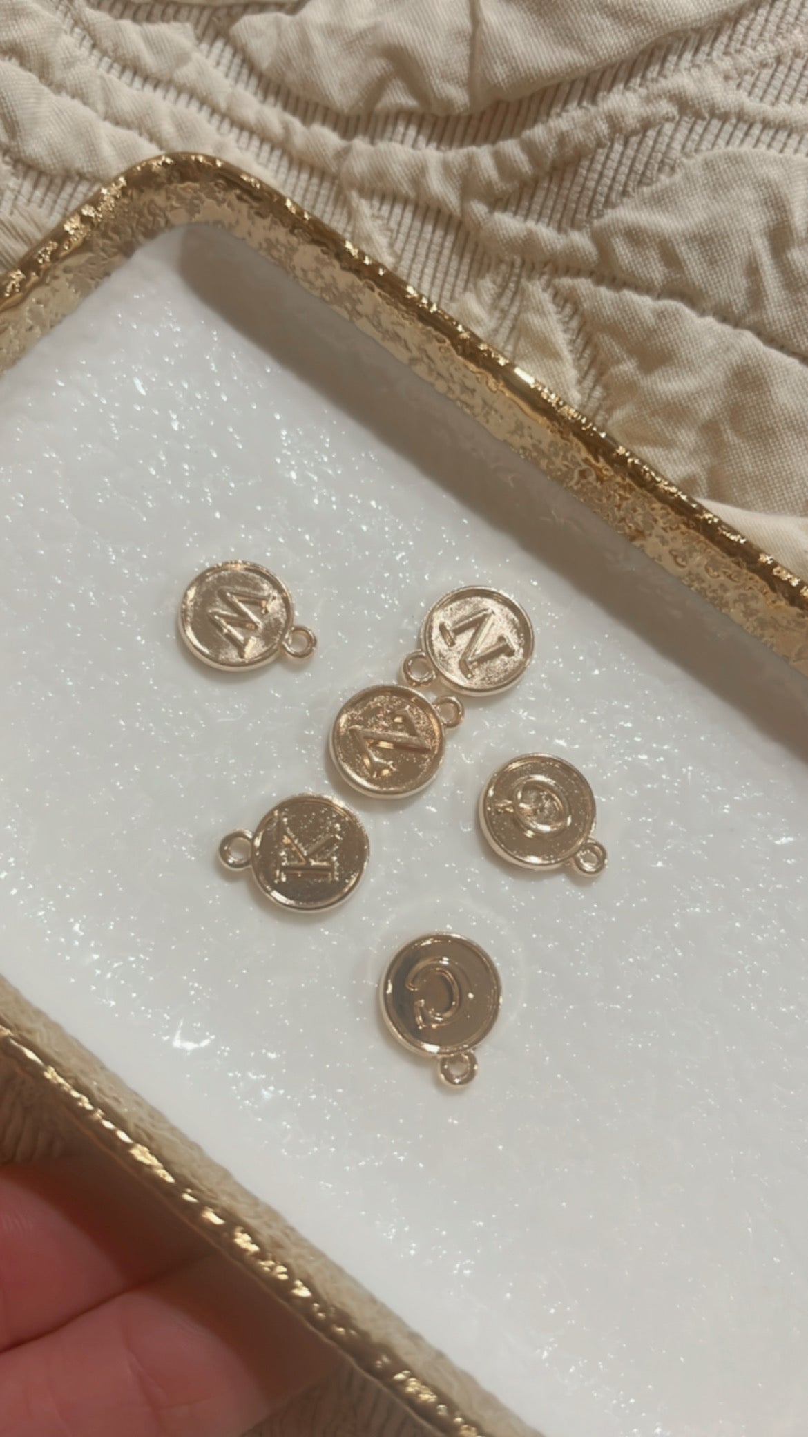 Gold letter circle charms