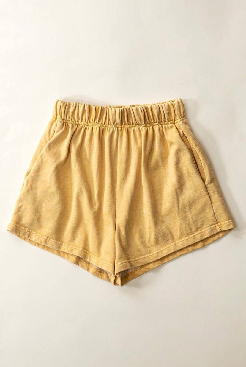 Mineral wash terry shorts