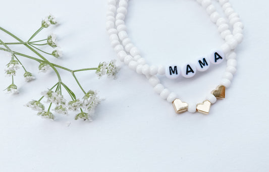 Mama beaded bracelet (White)